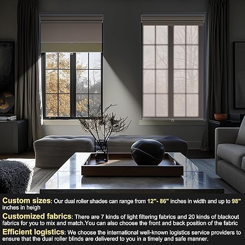 Miniatura 4 de BERISSA Persianas enrollables opacas de jacquard a rayas con cenefa de casete, aislamiento térmico, protección UV, para oficina en casa, fáciles de