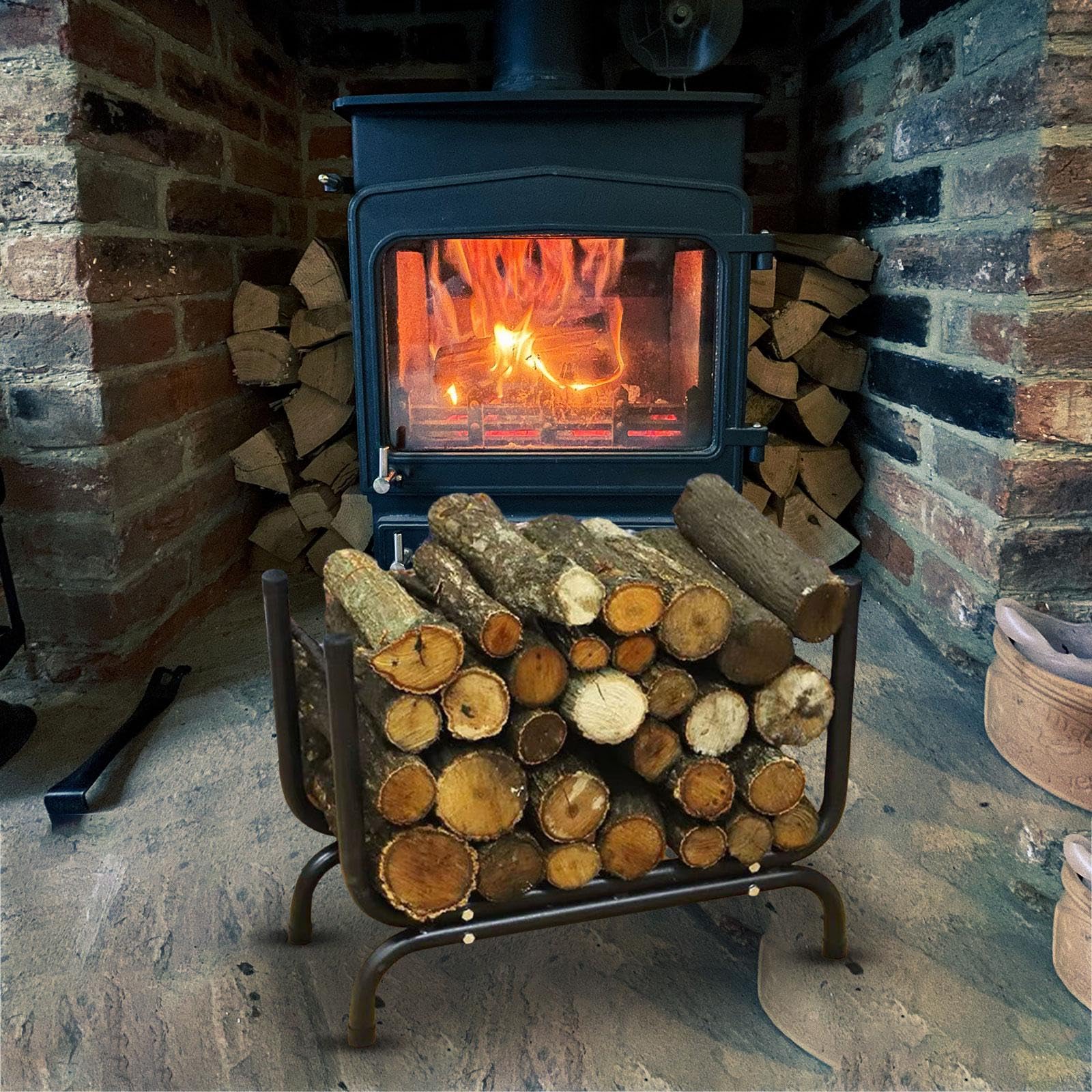 Portaoggetti per tronchi Griglia per camino Organizzatore legname Supporto per supporto in legno Griglia per fuoco per cucinare in giardino all'aperto