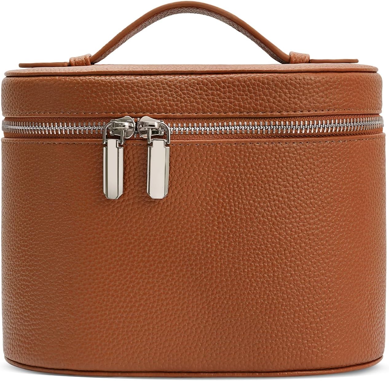 idoltimes Cosmetic Case, Leather Makeup Bag, Portable Handheld Makeup Case, Detachable Compartments