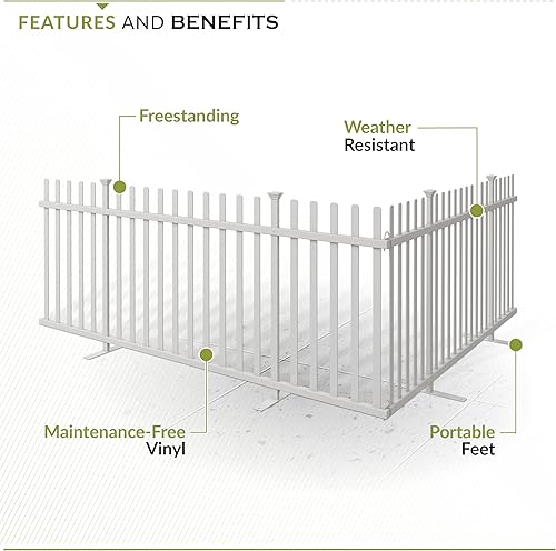 Miniatura 3 de Zippity - Kit de valla portátil ligero independiente de 3.5 pies de alto x 7.6 pies de ancho (1 panel), panel de valla de vinilo blanco, valla