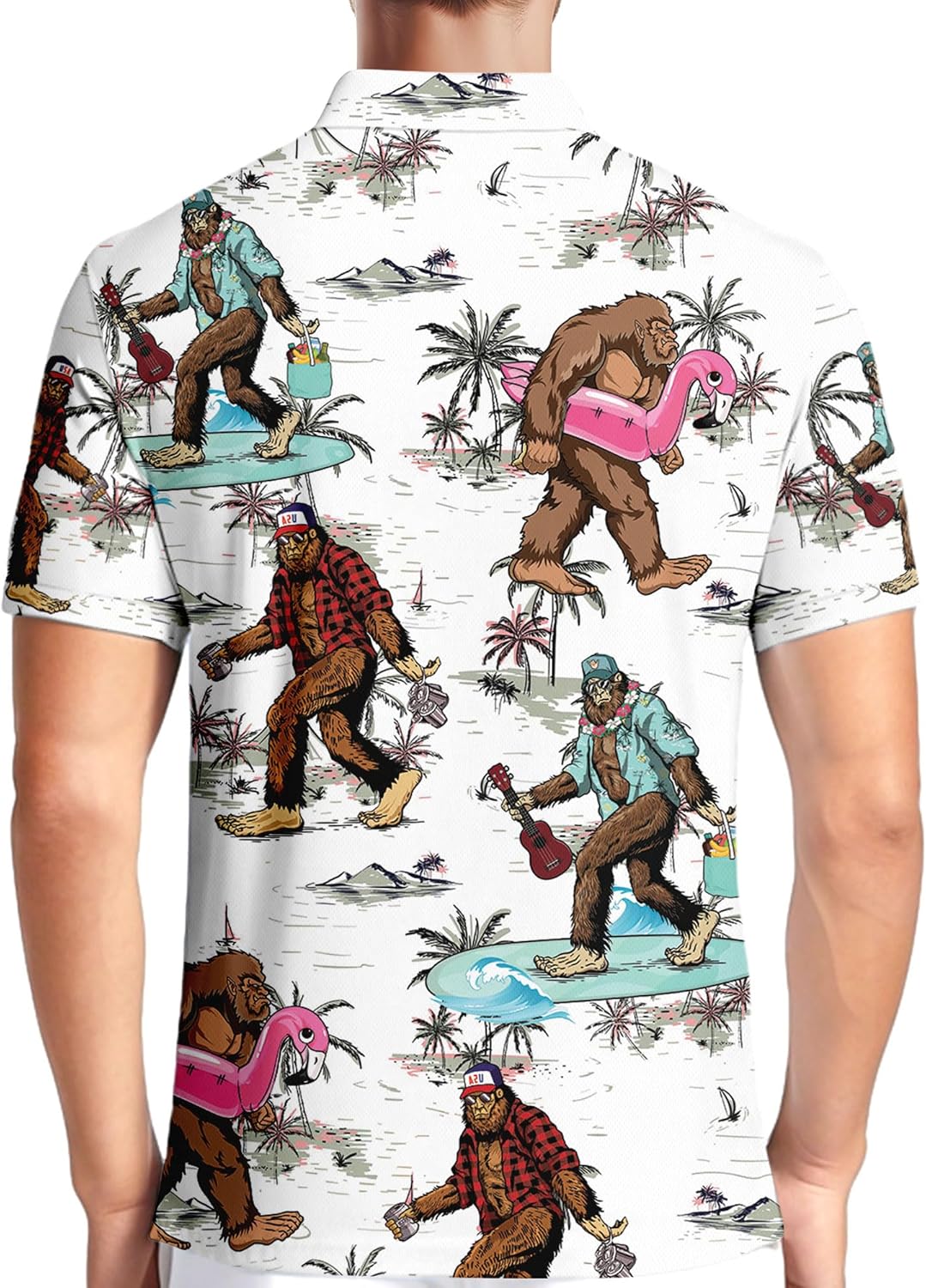 HIVICHI Funny Golf Shirts for Men Crazy Print Pattern Colorful Wild Novelty Performance Moisture Wicking Mens Polo Shirt