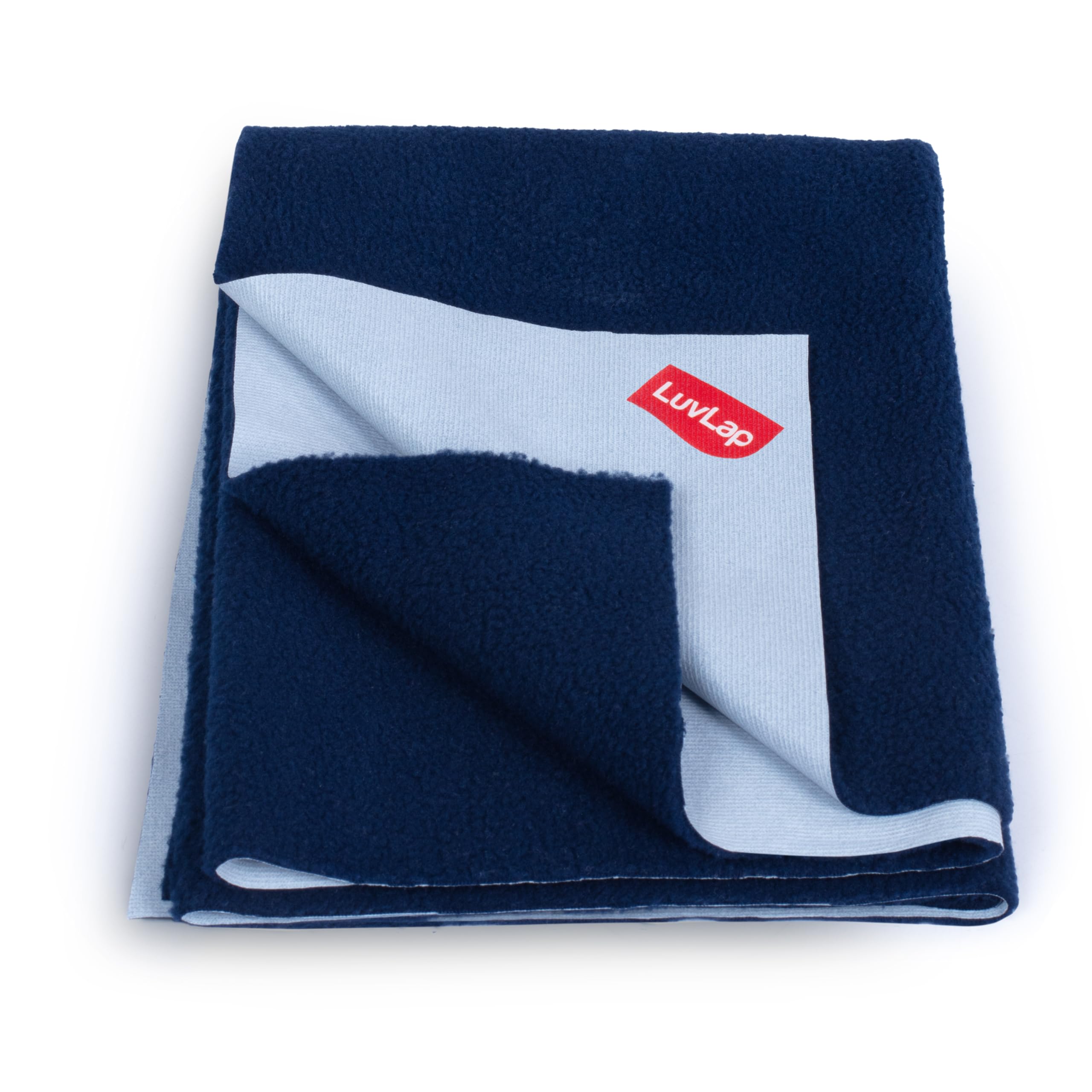 LuvLap Instadry Anti-Piling Fleece Extra Absorbent Quick Dry Sheet for Baby, Baby Bed Protector, Waterproof Baby Sheet, Small Size 100x140cm, Pack of 1, Navy Blue