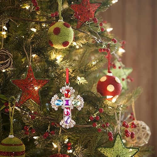 Miniatura 5 de WaaHome Adornos de Navidad cristianos de cruz de metal 2022 para recuerdo de cruz religiosa regalos para mujeres niñas mamá adornos de pesebre para