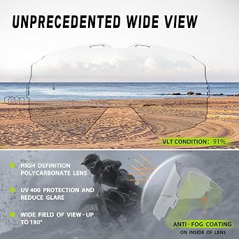 Dirt Bike Goggles Over Glasses Anti-Fog with Replacement Lens (Clear)