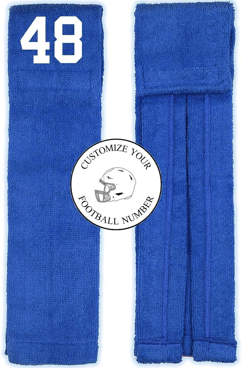 Player Number Football Towel Royal Blue w/White Number - Customize Your Number
