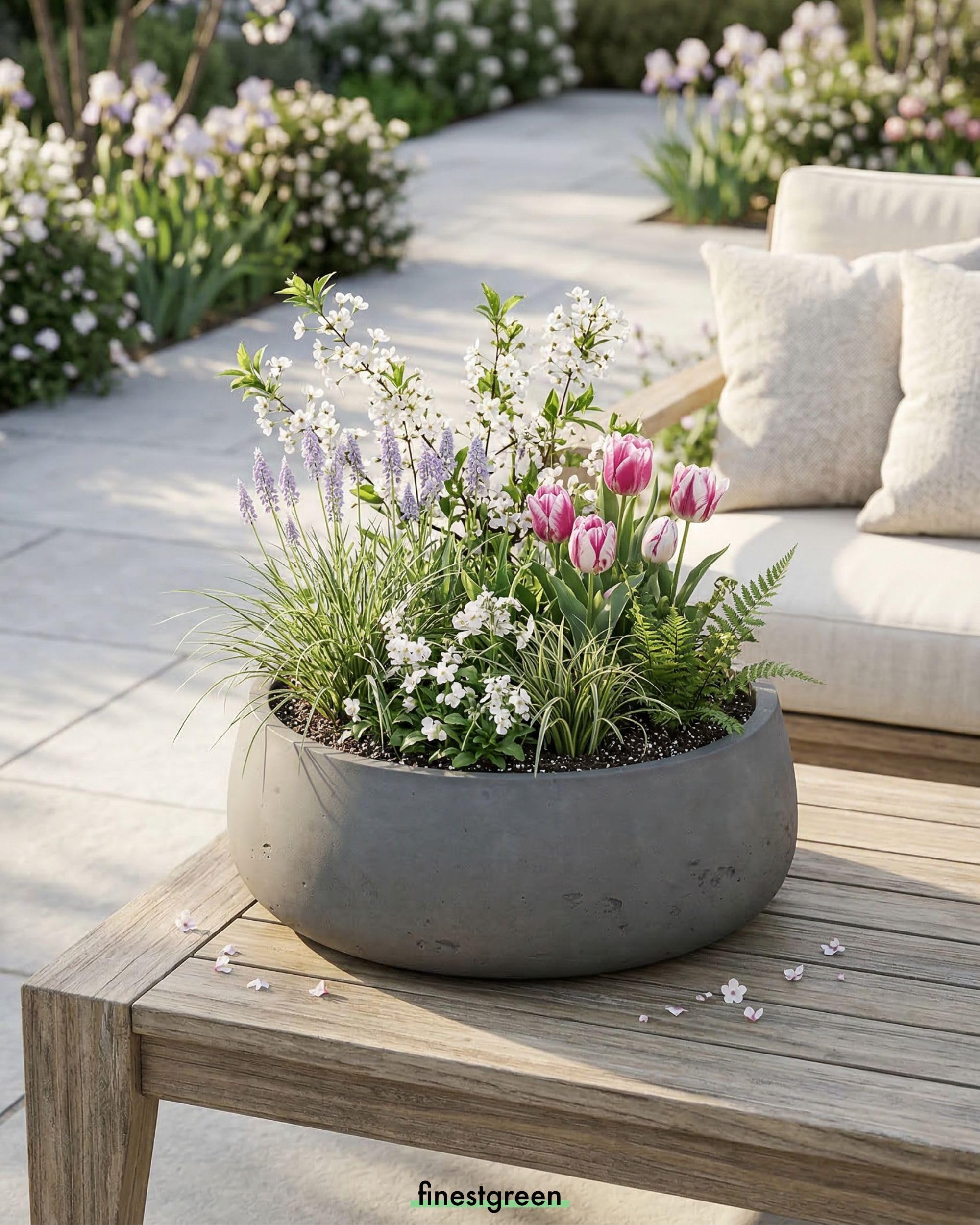 Eileen Pflanzschale Mocha S | Blumenschale für Innen- und Außenbereich, Frostfest, UV-Beständig, wasserdicht