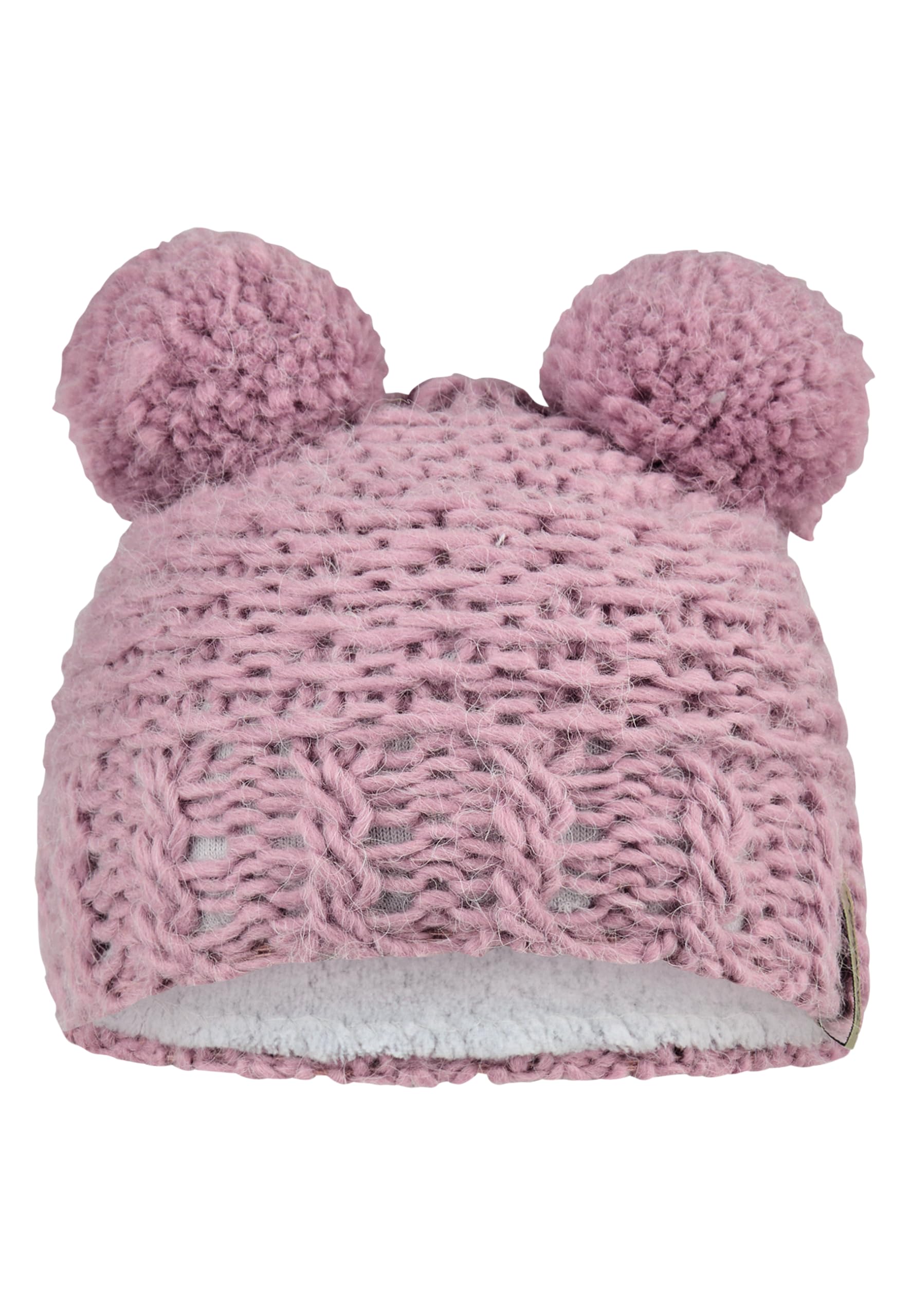 Sterntaler Bommelmütze mit Struktur aus Mischgewebe mit Wollanteil, gefüttert mit Baumwollfleece – Mädchen – weich und warm – Mütze für Baby und Kinder, samtrosa, Größe 45