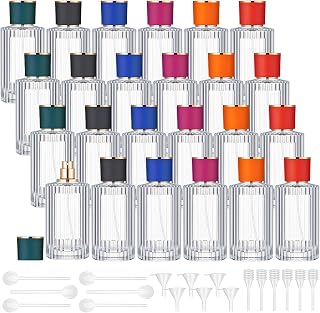 Teenyyou 24 Pack 100 ml Empty Perfume Bottles Refillable, Mixed Color | Vintage Ribbed Cologne Dispenser, Large Pack, Vanity Home Decor, DIY Craft Gifts, Bonus Liquid Perfume Dispenser Tool