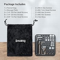 Vista 7 de SmallRig 20Pcs Screws and Hex Key Storage Plate with 1/4"-20 3/8"-16 M2.5 M3 M4 M5 Stainless Steel Screws and 4Pcs Hex Keys MD3184