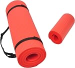 BalanceFrom All Purpose 1/2-Inch Extra Thick High Density Anti-Tear Exercise Yoga Mat and Knee Pad with Carrying Strap, Red