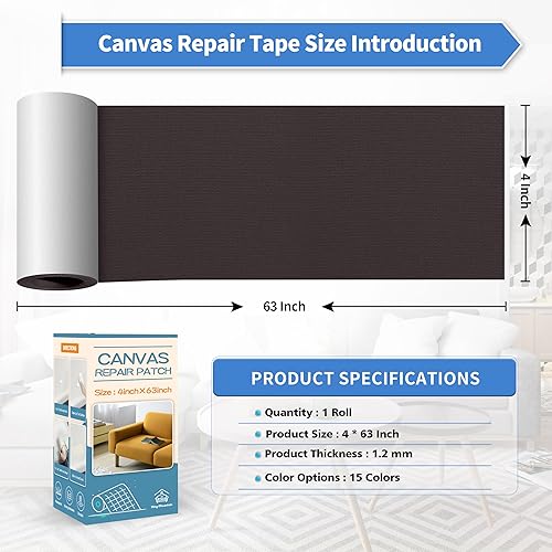 Vista 101 de KING MOUNTAIN Cinta de reparación de lona, parche para equipos para exteriores, 4 x 63 pulgadas, impermeable, autoadhesiva para reparar cubiertas