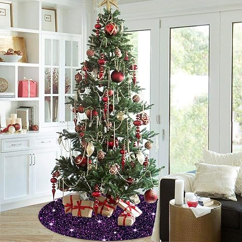 Miniatura 66 de Falda de árbol de Navidad, falda de árbol de lentejuelas rosadas, falda de árbol de terciopelo de 36 pulgadas de diámetro, faldas redondas de árbol