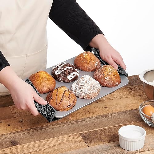 Miniatura 6 de Mrs. Anderson's Baking Salvamanteles de panal de silicona, antiadherente, antiarañazos, antideslizante, resistente al calor, gris