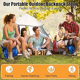 Kikerike Backpack Stool Cooler Chair Heavy Duty 300 LBS Max Load Portable Lightweight Stool Backpack Folding Fishing Cooler Seat for Camping Hunting Fishing - Ocean