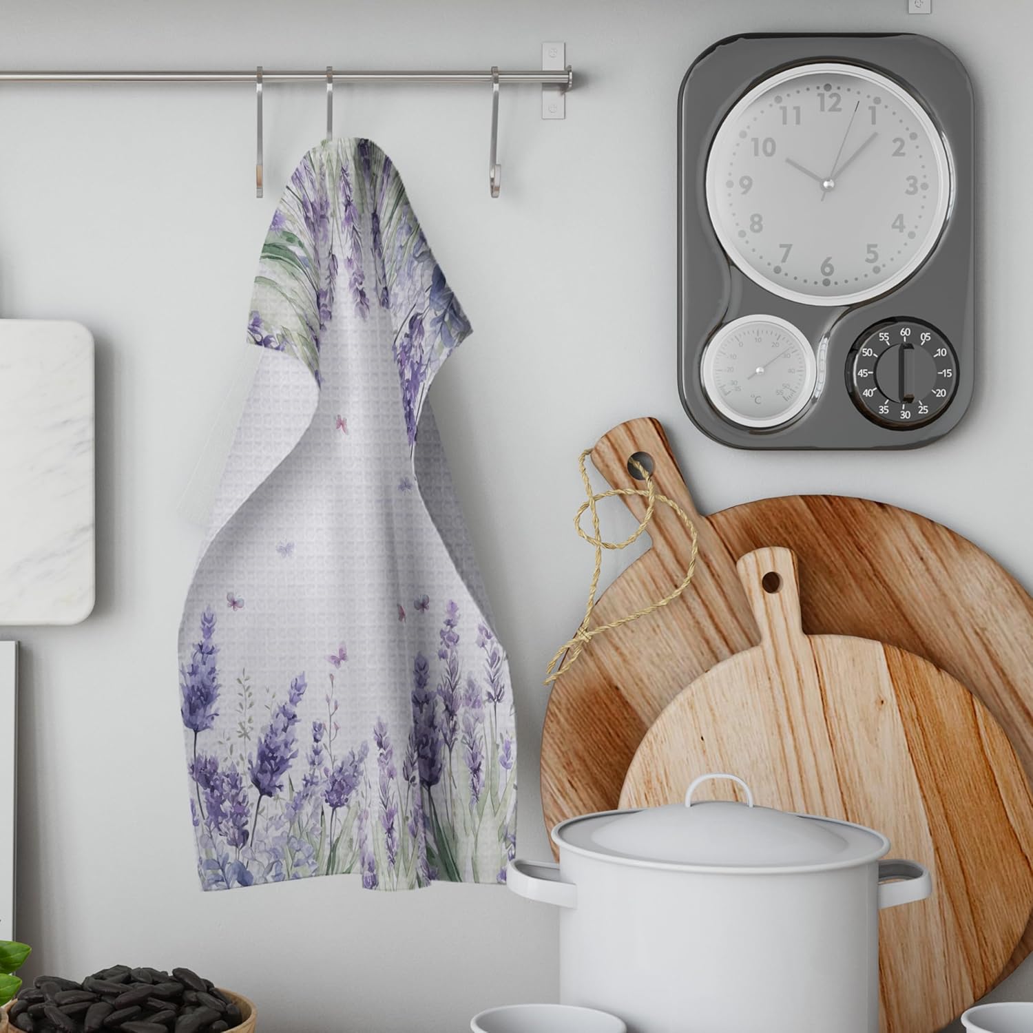 Spring Waffle Kitchen Towels - Purple Lavender Flower Hand Towels, Floral Decorative Tea Towels for Farmhouse Kitchen Bathroom (16x24) - Image 4