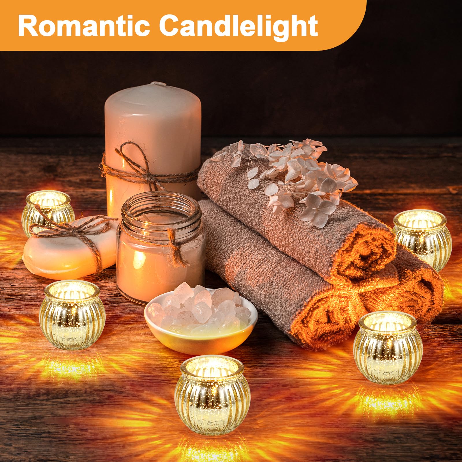 Hejo 12 Pezzi Portacandele Votivi per Candele Tea Light,Oro Vasetti Vetro Piccoli per Candele Tealight,Porta Candele per Centrotavola Matrimonio,Festa di Compleanno, Decorazione Domestica (6cm * 6cm)