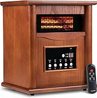 Nordic Hygge 1500W Portable Infrared Space Heater - Remote Control, 12H Timer, 3 Heat Settings, Safety Features, Light Oak Wood Design
