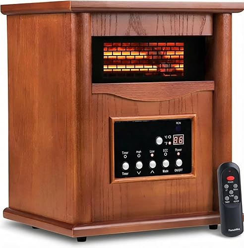 Nordic Hygge Calentador de espacio infrarrojo portátil, calentador eléctrico de 1500 W para habitación grande interior, dormitorio, oficina, control