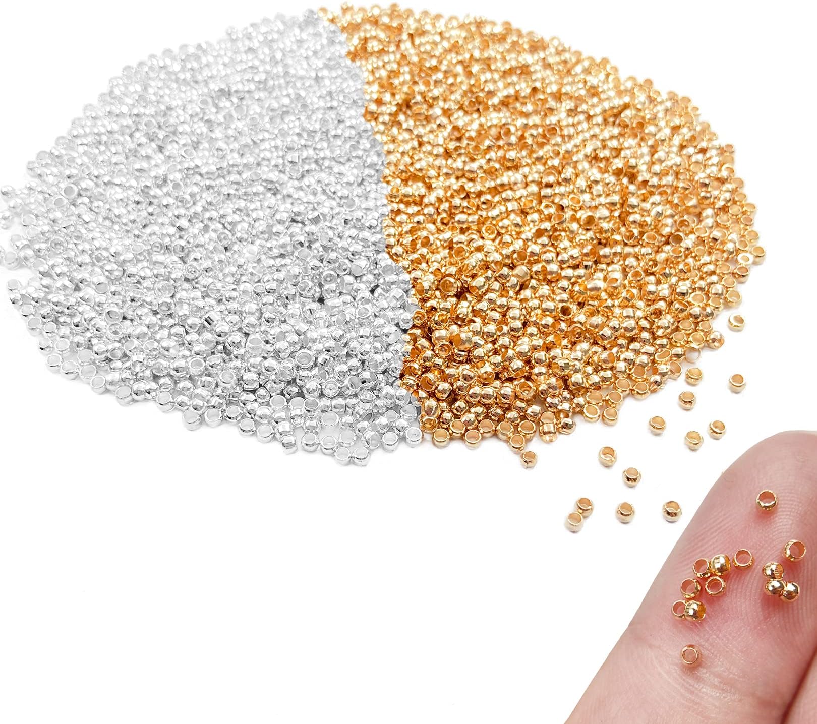 Crimping Beads for Jewelry Making, 2x2 mm Crimp Tube Spacers (1000 Pack)