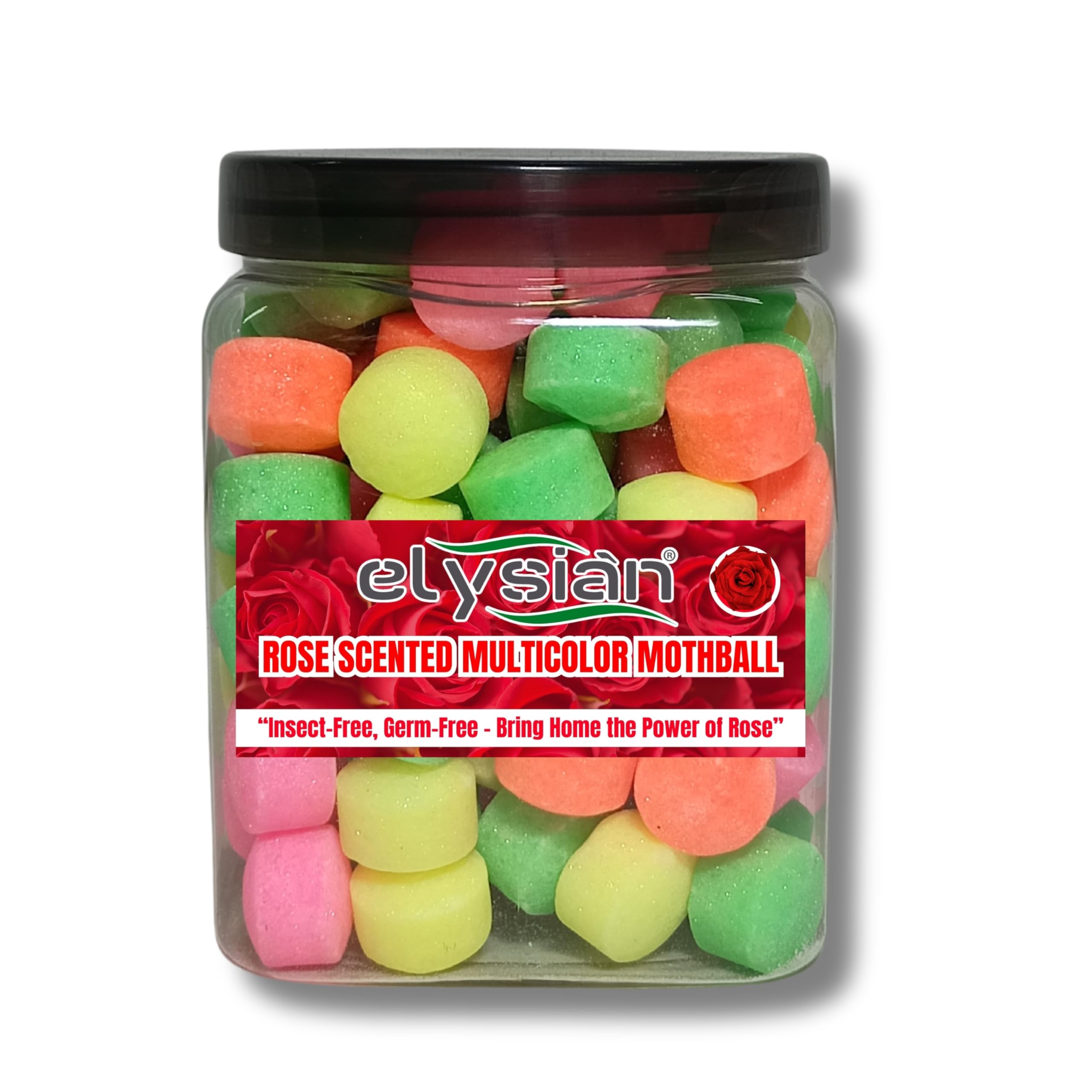 Elysian Rose Scented Napthelene Ball 20Pc Box Packed | Finail ki goli Gulab ki khushbu me Color Wali | Finail goli Bathroom ke Liye | Naphthalene Balls White Kapoor Goli Stain-Free Insect Repellant-image-46