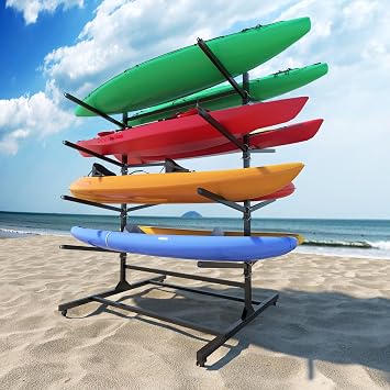 Heavy-Duty Kayak Storage Rack for Garage & Outdoor, Adjustable Kayak Racks for Kayak, Canoe, Surfboard & Paddleboard,Durable Outdoor Kayak Storage RackBlack