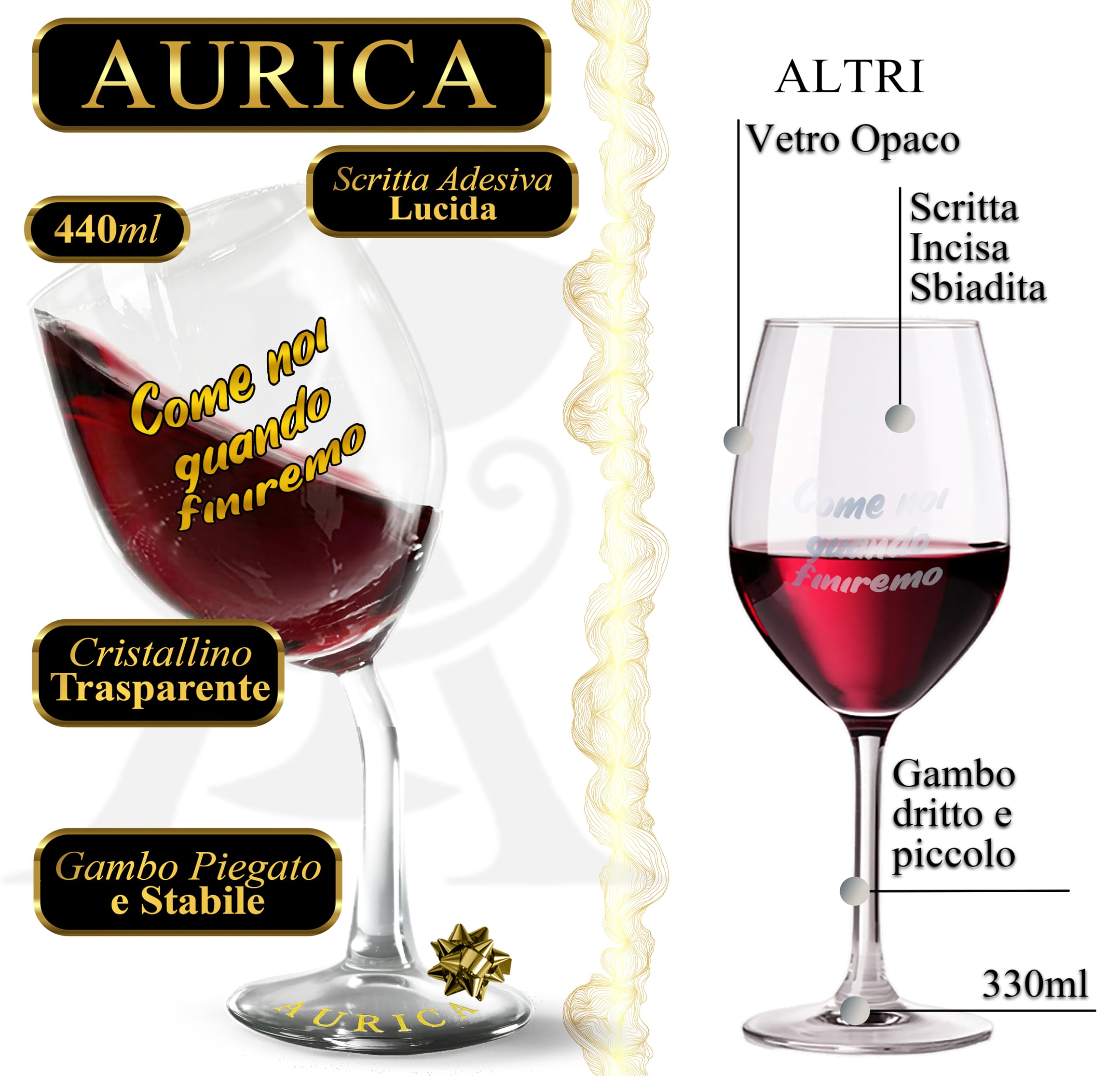 Coppia Calici Vino Personalizzati SI È STORTO - COME NOI QUANDO FINIREMO – 2 Bicchieri Storti Per Una Risata Prima Del Brindisi - Regalo Spiritoso Con Confezione Regalo Inclusa