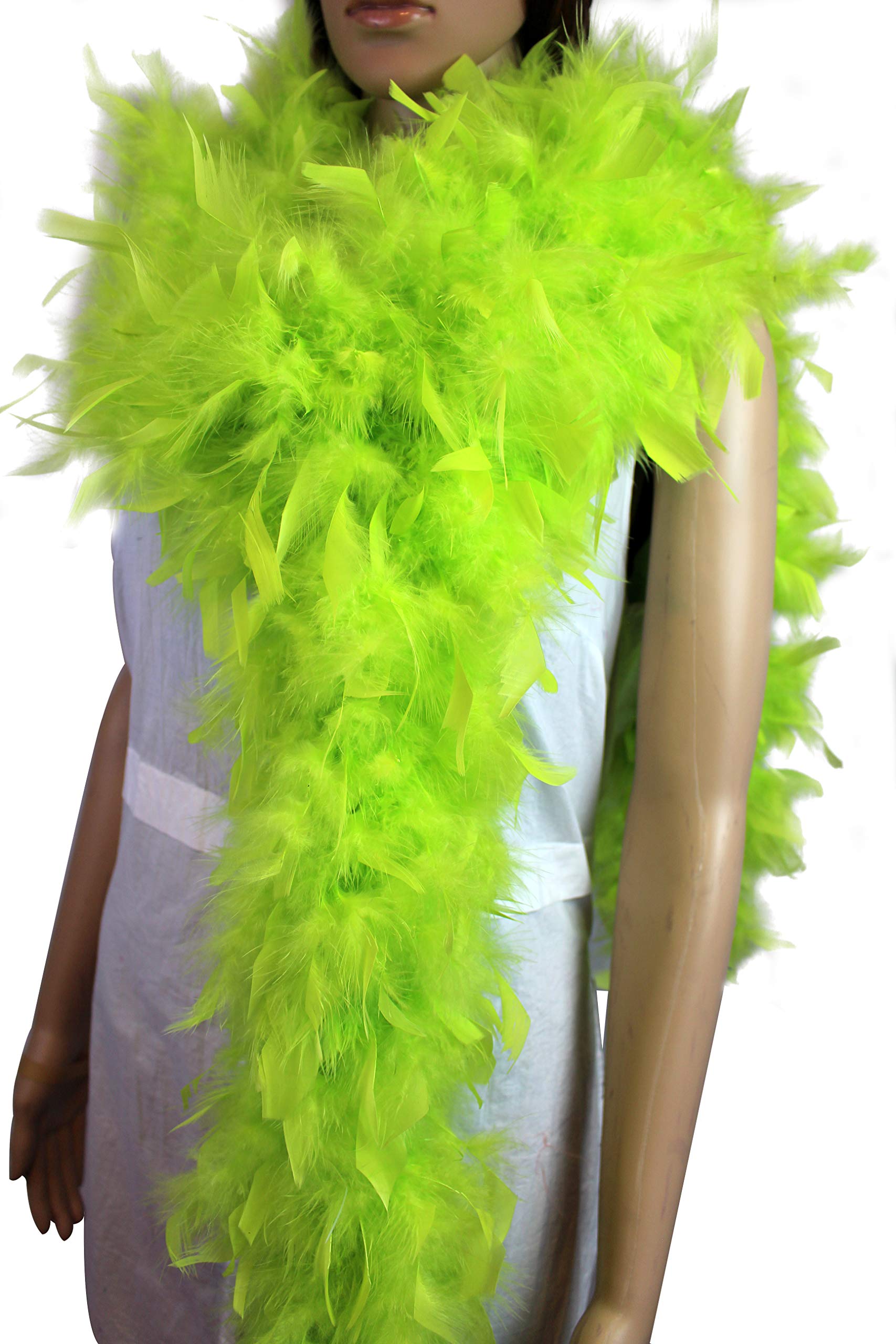 Flydreamfeathers 100 Gram 2 Yard Long Chandelle Feather Boa Over 10 Colors, Great for Party, Wedding, Costume (Lime Green)