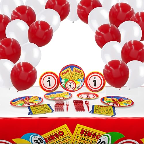 Blue Orchards Paquetes de fiesta de Bingo Deluxe (70 piezas para 16 invitados)  Decoraciones de fiesta temática de bingo, decoraciones de fiesta disponible en Yaxa Venezuela