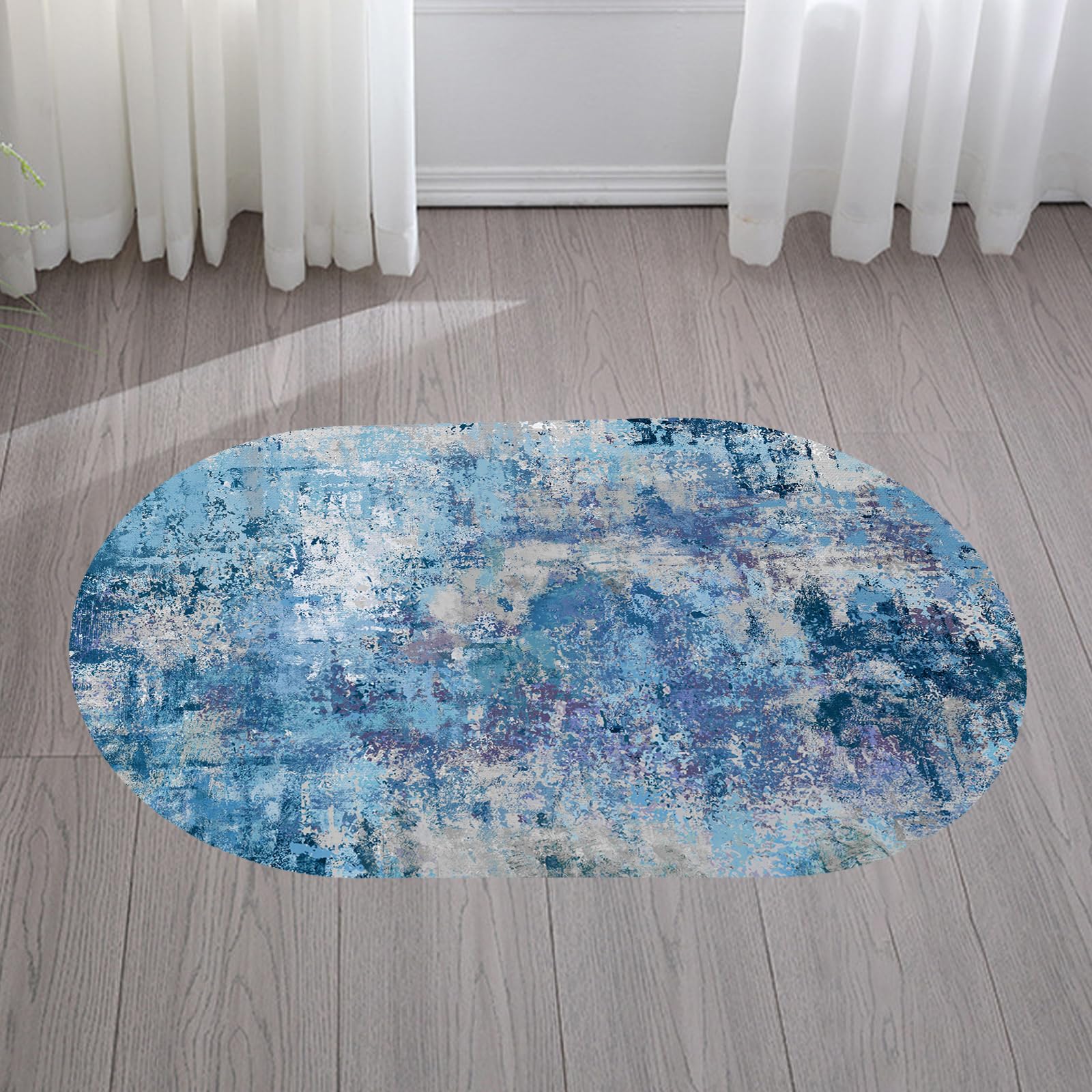 Tapis doux antidérapants multicolore ovale 120x170 pour salon