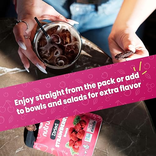 Miniatura 4 de Nutruit Snack de fresa seca (paquete de 20), vegano, sin gluten, sin OMG, a base de plantas, alta fibra, paquetes de 1.1 onzas