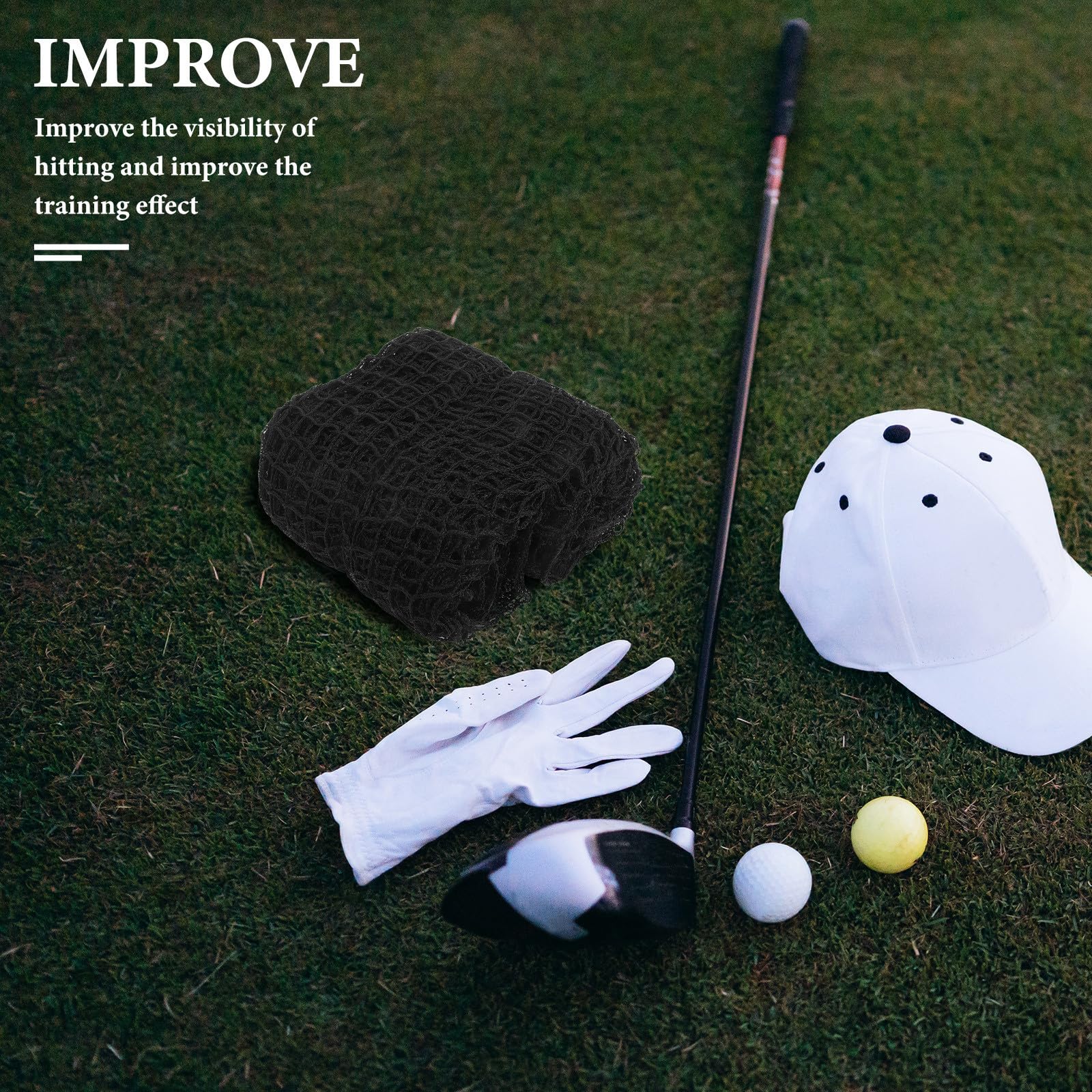 Golf Übungsnetz aus Polyethylen, Schwarz, für Golfball und Baseball | Indoor und Backyard, Hohe Sichtbarkeit, Robuste Struktur, Leicht Aufzubauen
