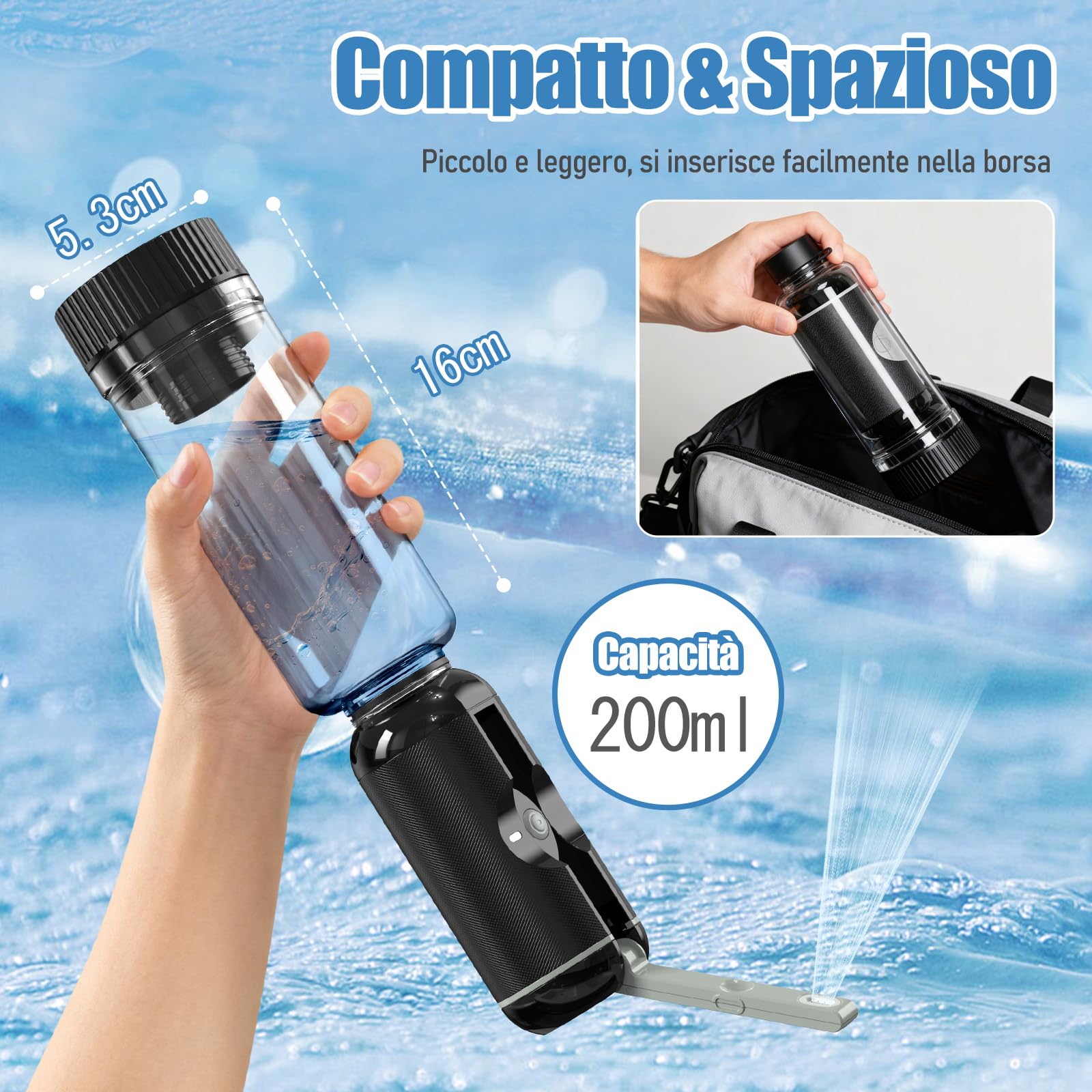 Bidet Portatile con Riscaldamento - Bidet da Viaggio a Temperatura Regolabile per Igiene Intima - Design Ergonomico Antigoccia, Serbatoio da 200 ml - Regalo Essenziale per Maternità e Viaggi