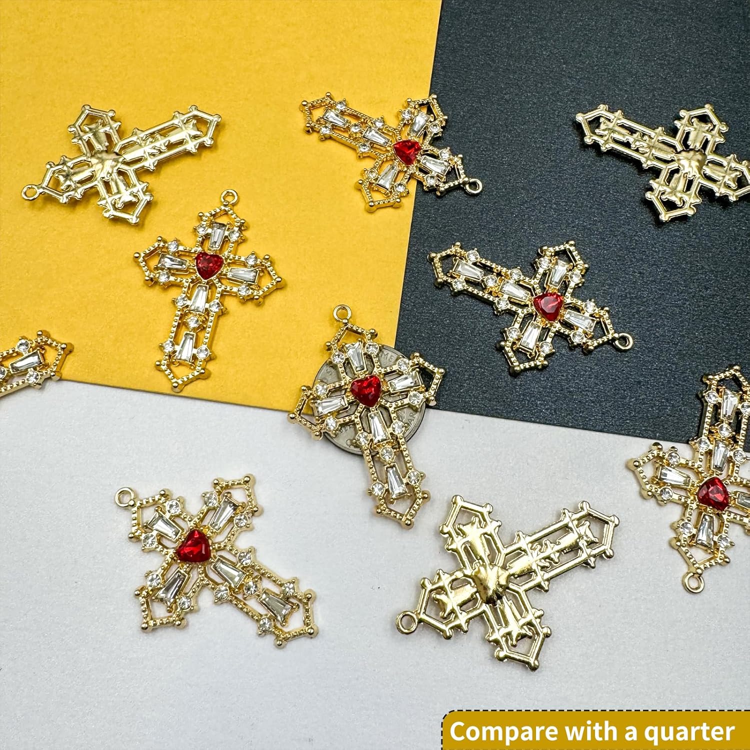Zirconia Crystal Rhinestone Cross Charms for Jewelry Making Bracelet Necklace Choke Earring Pendant Key Chain Craft Supplies DIY Accessories - Image 2