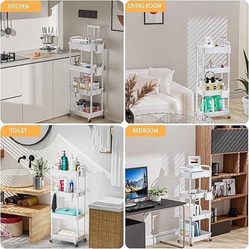 Miniatura 6 de Carrito utilitario con ruedas de 4 niveles con cajón, carrito utilitario REBECAT hecho de organizador de almacenamiento multifuncional herramienta