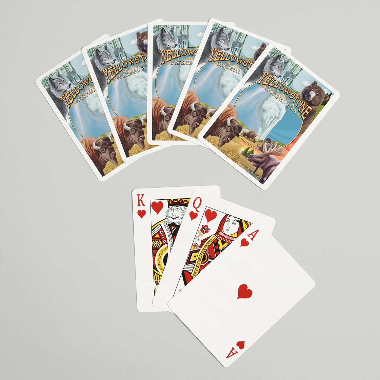 Lantern Press Yellowstone National Park, Montana, Wildlife Montage, 52 Playing Cards for Adults, Poker Size Card Deck