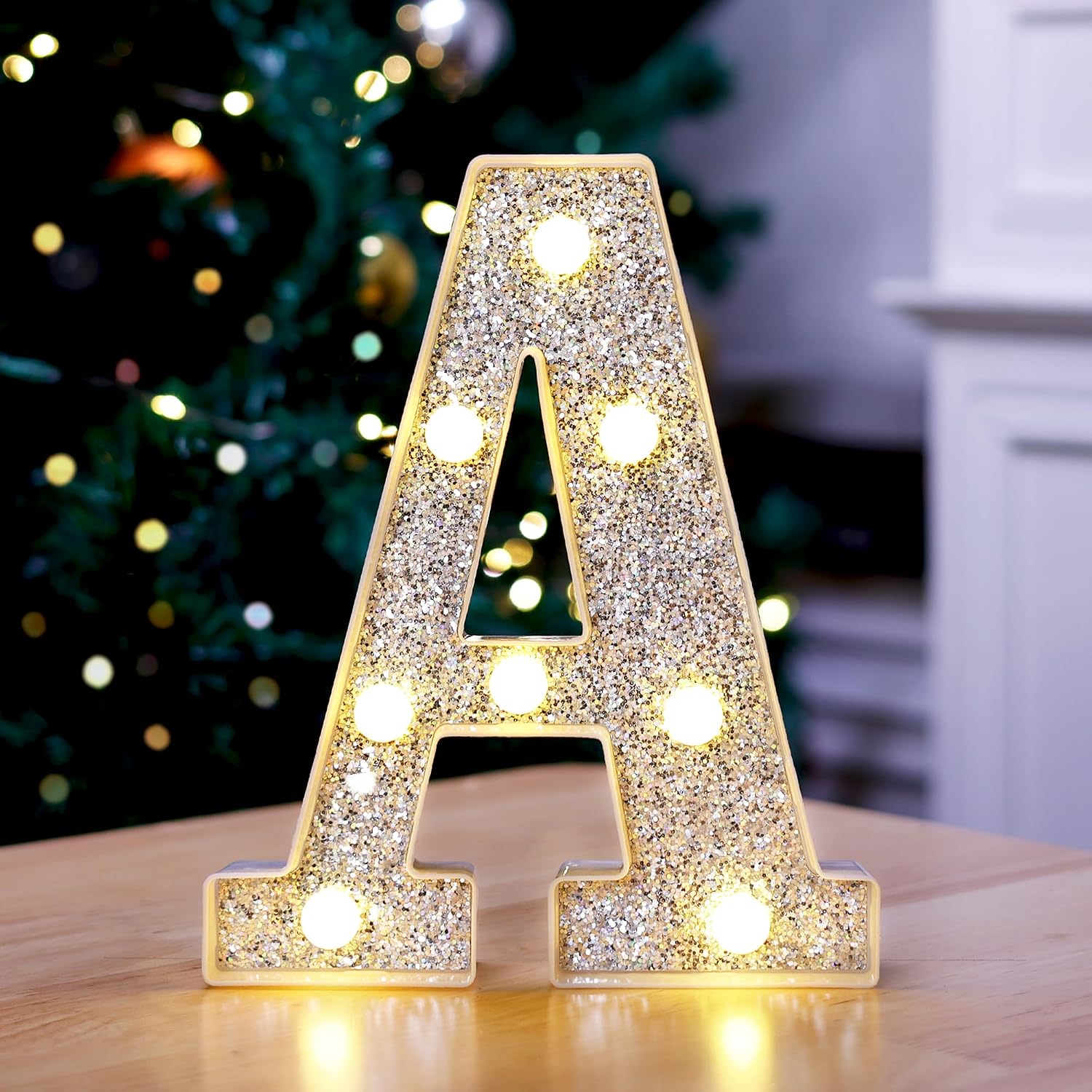 Glitter Silver LED Letter Lights Marquee Light Up Letters - A