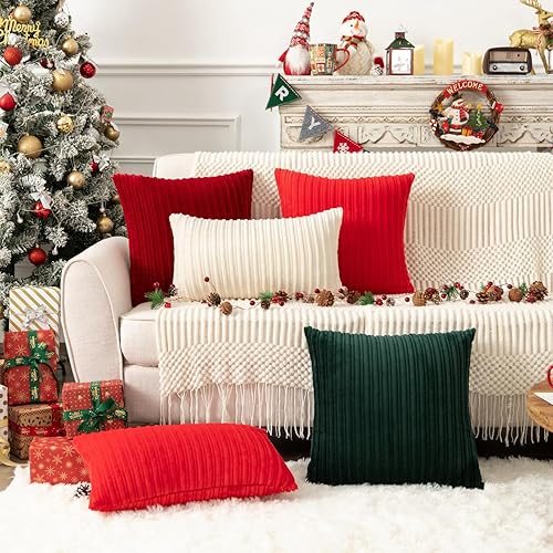 Miniatura 550 de UGASA - Juego de 2 fundas de almohada de terciopelo a rayas, funda decorativa para cojín con cremallera oculta para el hogar, sofá, dormitorio,