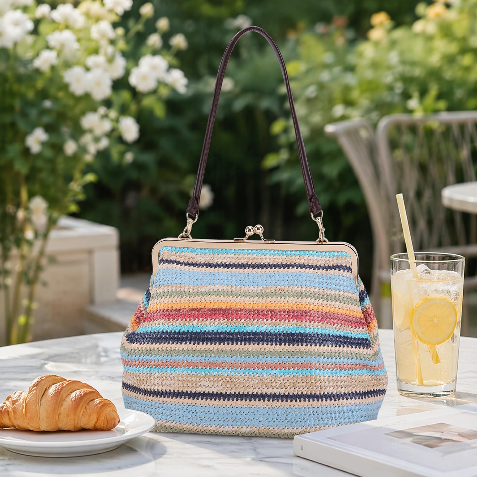 Sac à main fourre-tout tissé pour femme Sac à bandoulière tricoté