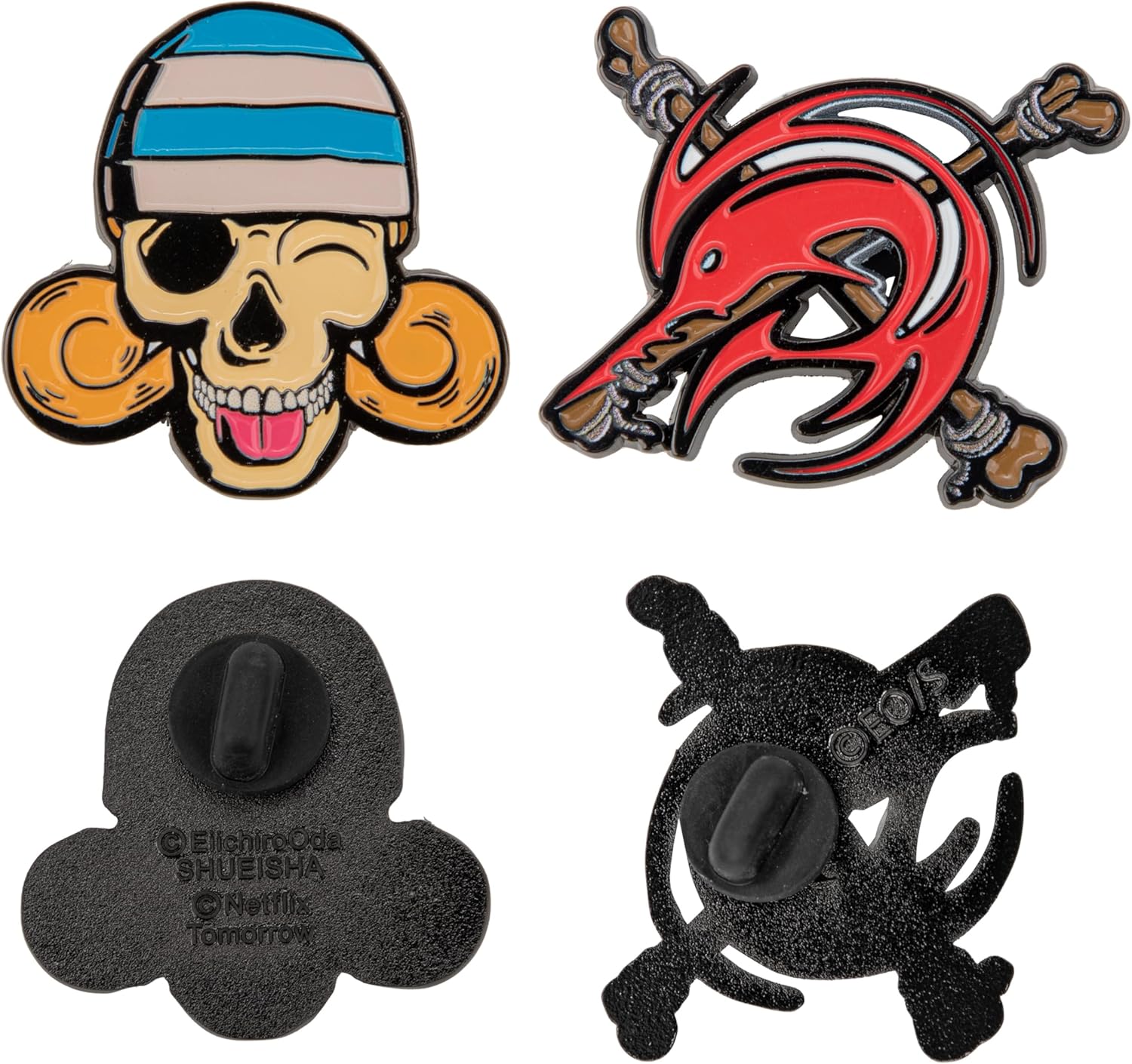 Cinereplicas One Piece - Set of 2 Luffy/Buggy/Zoro/Usopp/Nami/Arlong/Sanji/Zeff Pins - Official License