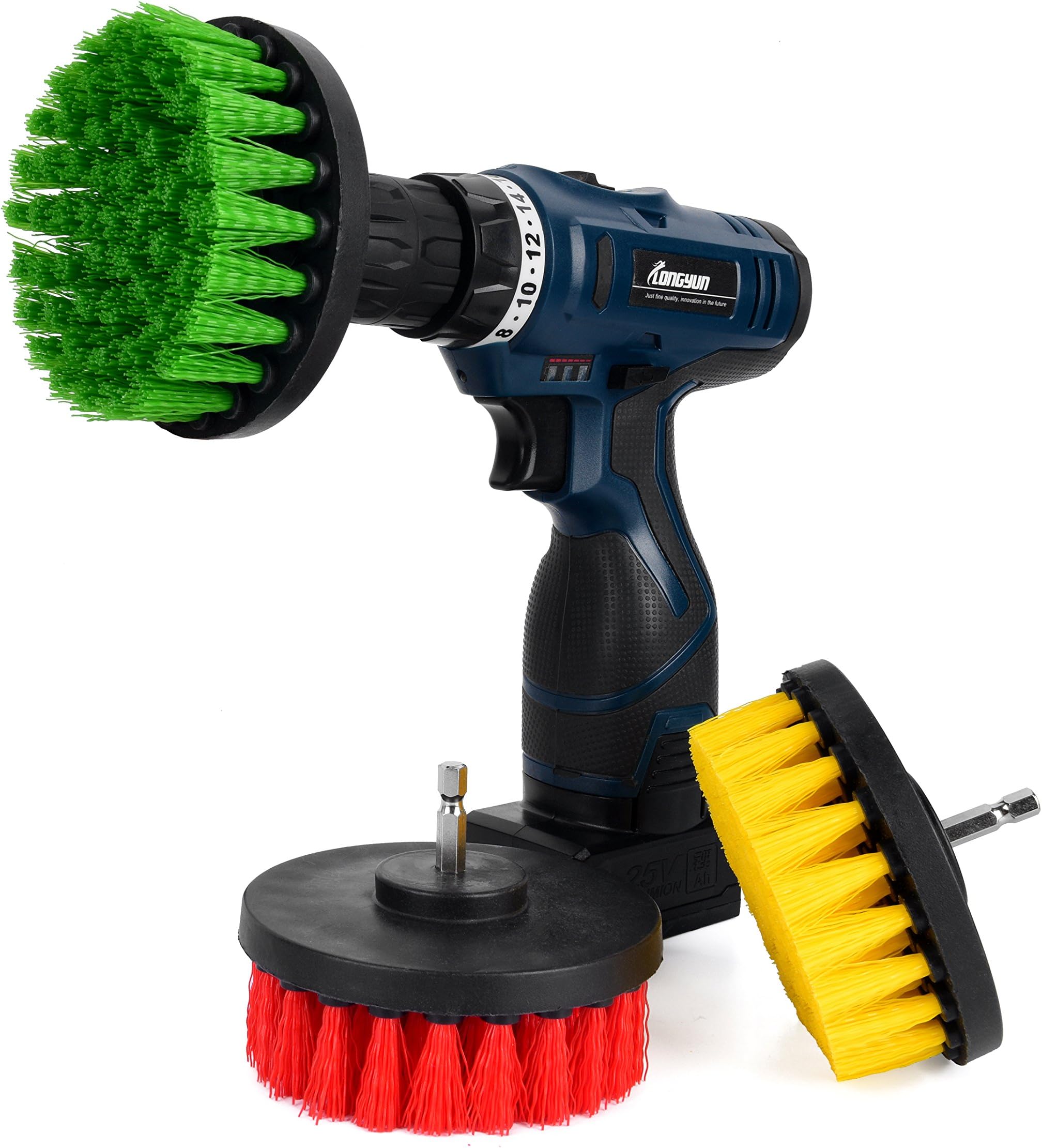 Cleaning Scrub Drill Brush Set (Pack of 3) Different Brushes For Different Uses | Nylon Bristles Power Brushes | All Purpose Brushes For Easy Cleaning of Tub, Shower, Kitchen, Outdoors, Sink, Grout
