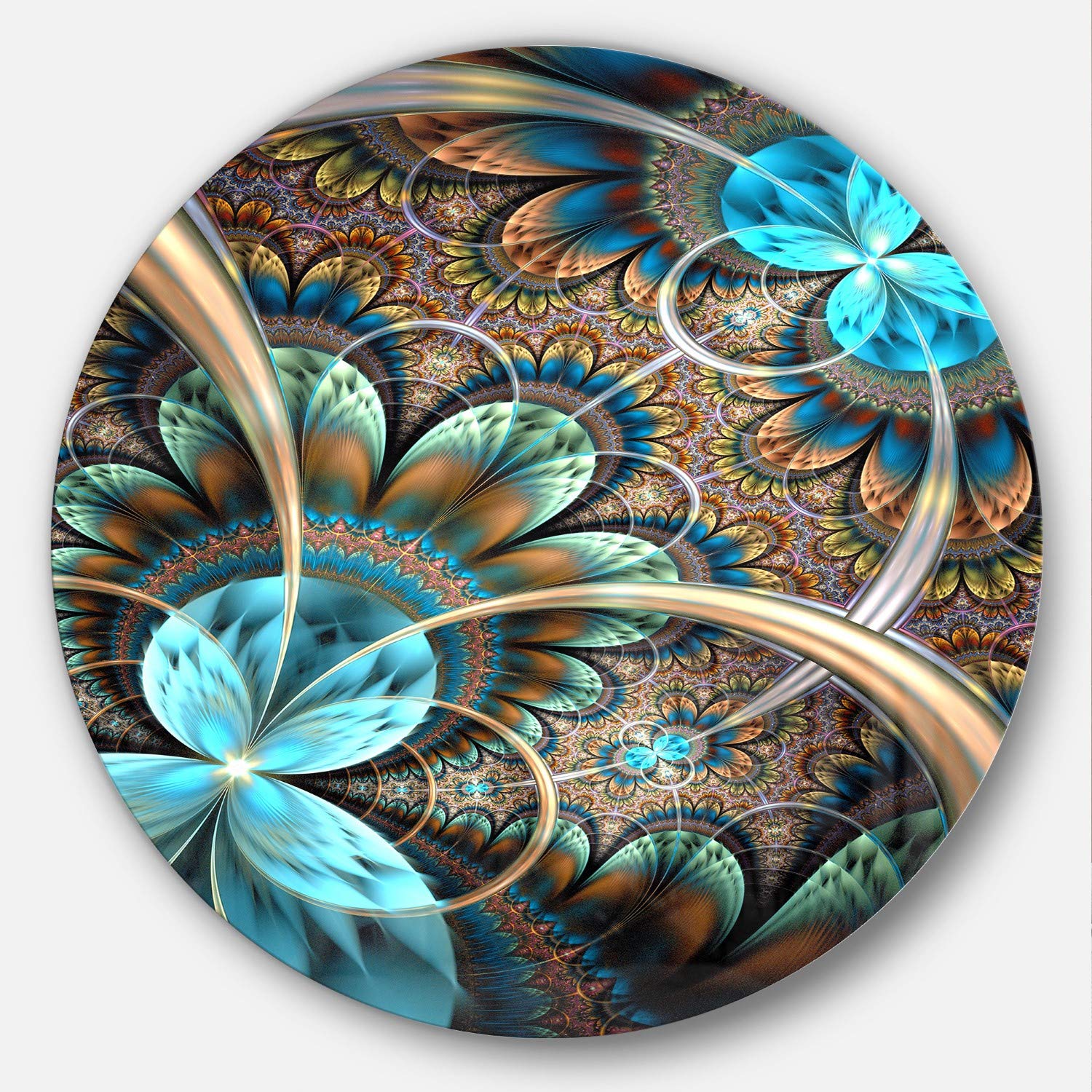 floral art✼•• Designart PT7261-40-30 Light Blue Fractal Flower Floral Canvas