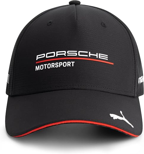 PUMA Porsche Motorsport Curved Brim Team Hat with Porsche Motorsport and Sponsor Logos Throughout