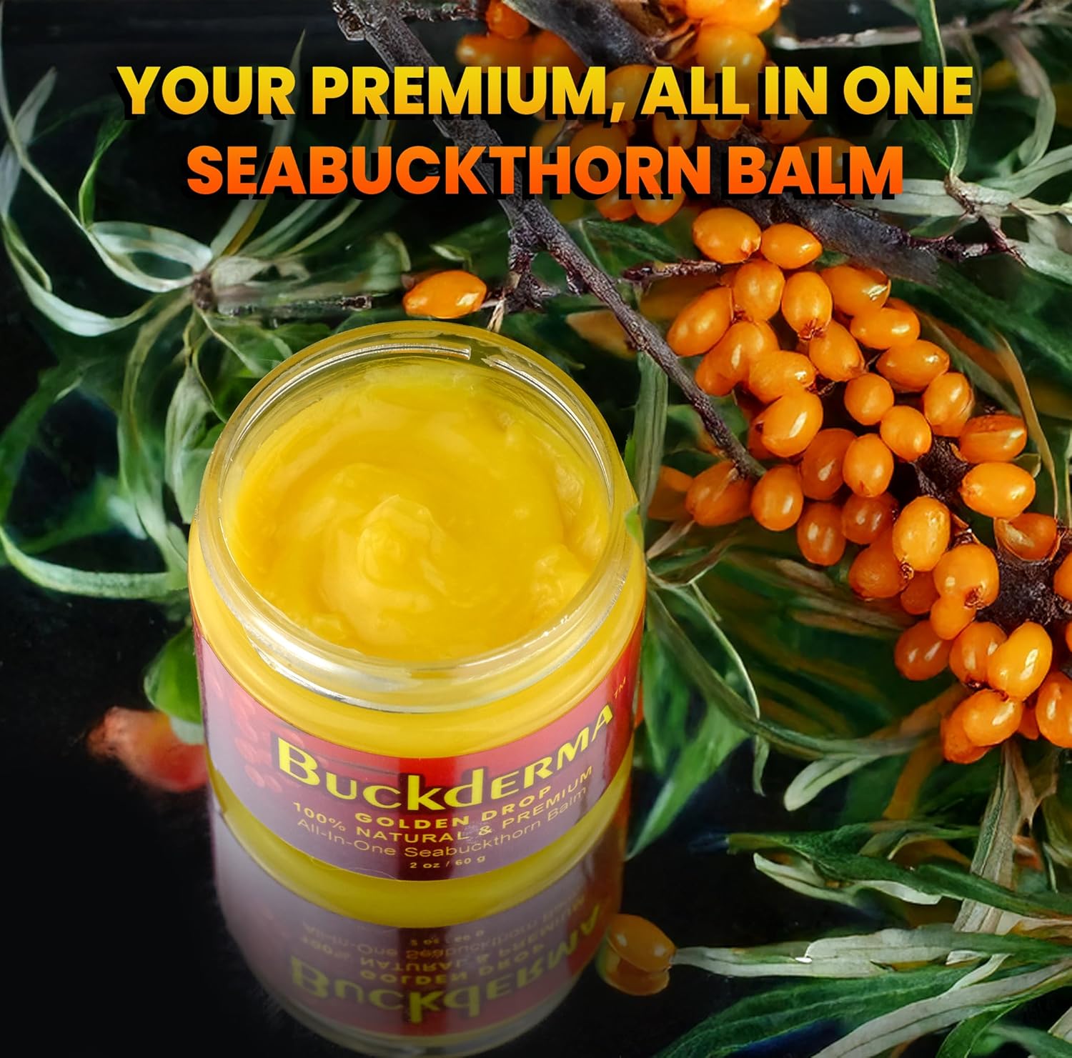 Beesaluxe Buckderma - 100% Natural All-In-One Seabuckthorn Balm - Facial Moisturizer, Oil Cleanser, Overnight Mask, Makeup Remover, Lip Balm, Hand Cream, Foot Butter and More - Image 5