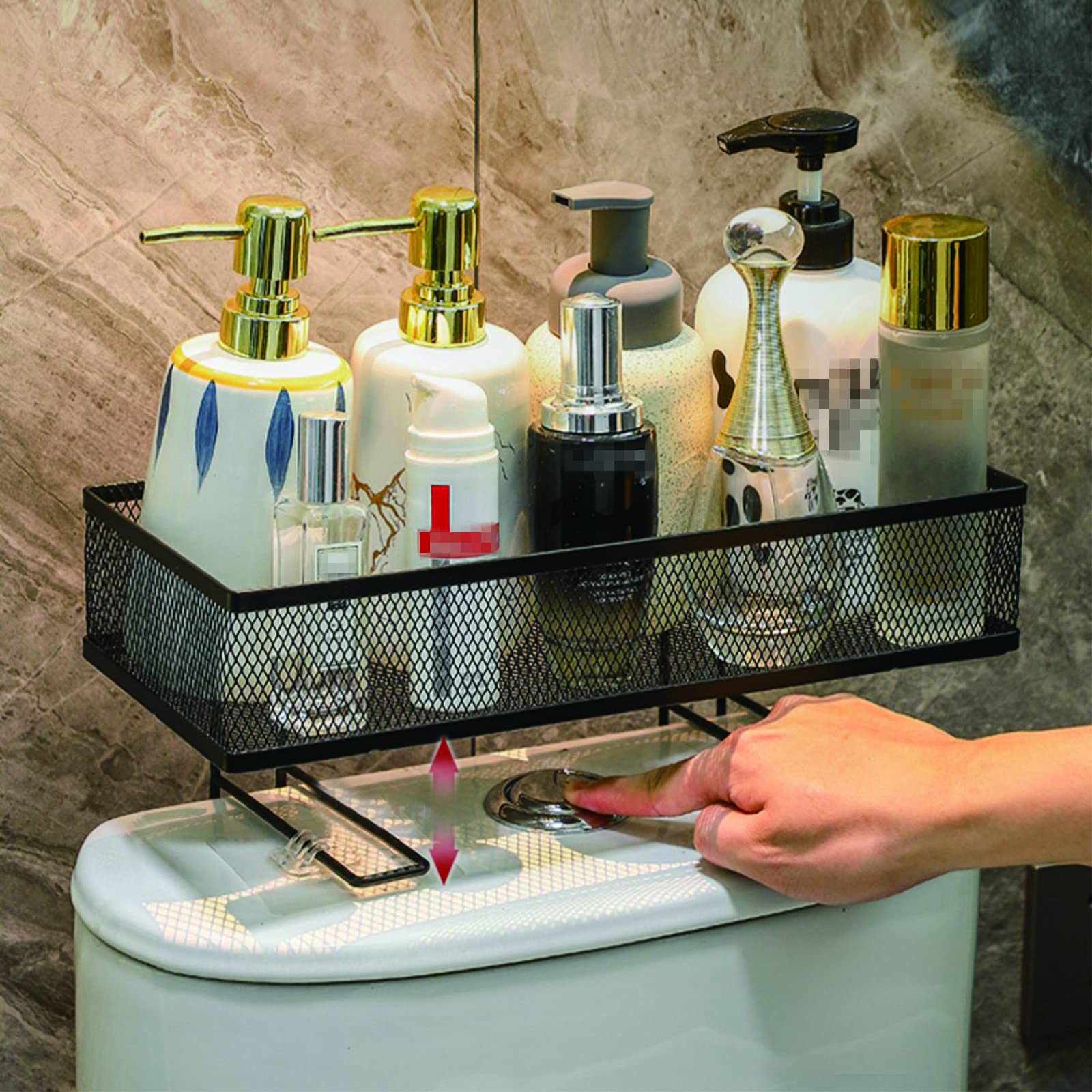 Étagère de toilettes pour optimiser l'espace de votre salle de bain en maille noire