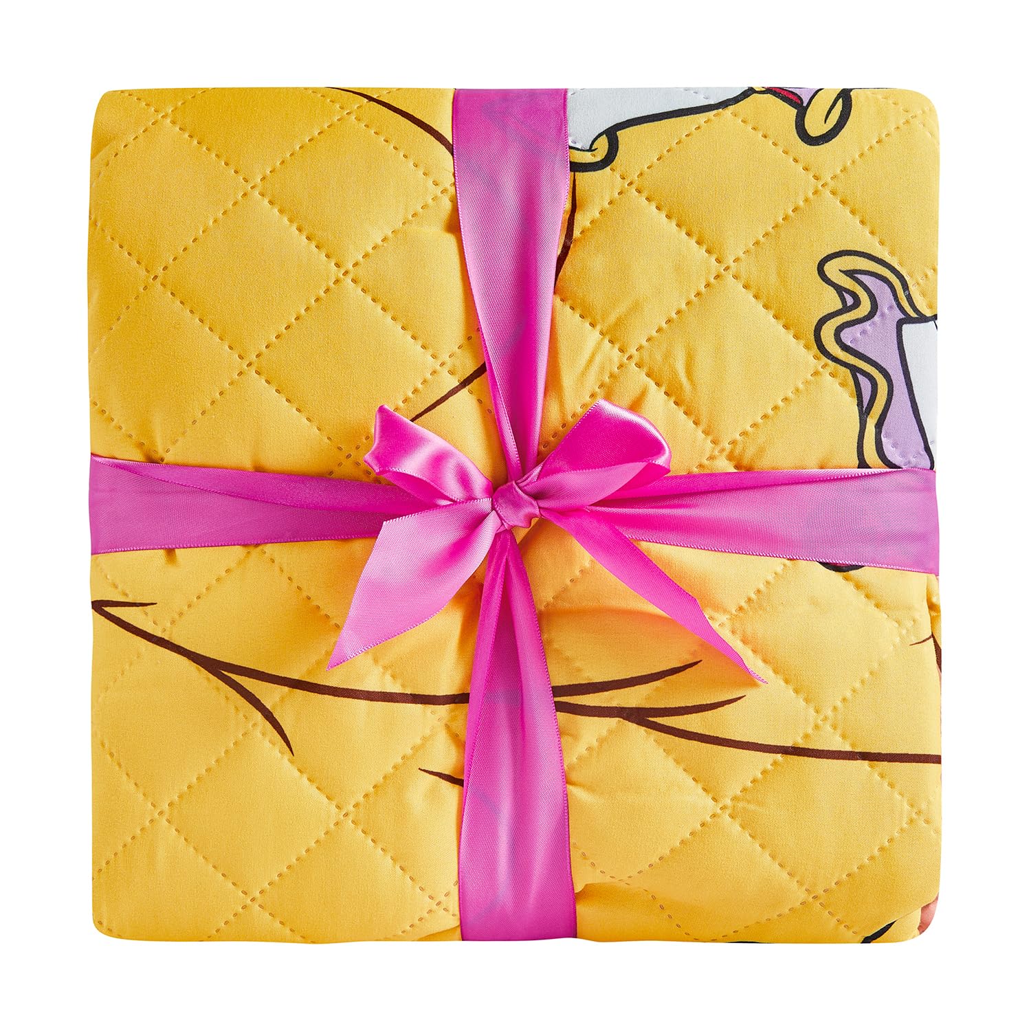 Juego de colcha de La Bella y la Bestia para niños, paquete con colcha acolchada de princesa Bella para cama individual y decoración de habitación, más | Juego de ropa de cama individual de La Bella y