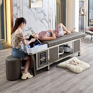 Water Circulation Massage Shampoo Bed,Head Spa Equipment, Hair Salon Shampooing Bed with Fumigation
