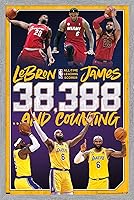 Vista 9 de NBA League - LeBron James All-Time Scoring Leader Wall Poster, 22.4L" x 14.7W", Blonde Framed Version