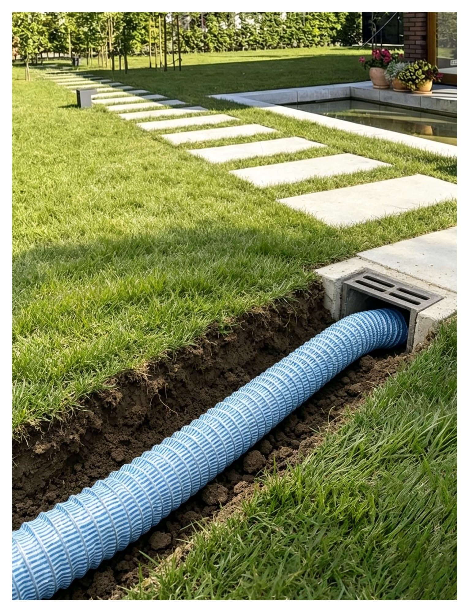 Corrugated Perforated French Drain Pipe, French Drain Pipe Flexible Perforated Outdoor Yard Garden Drain, 50-300mm, 1-20 Meters(50mm,2 Meters/6.6ft)