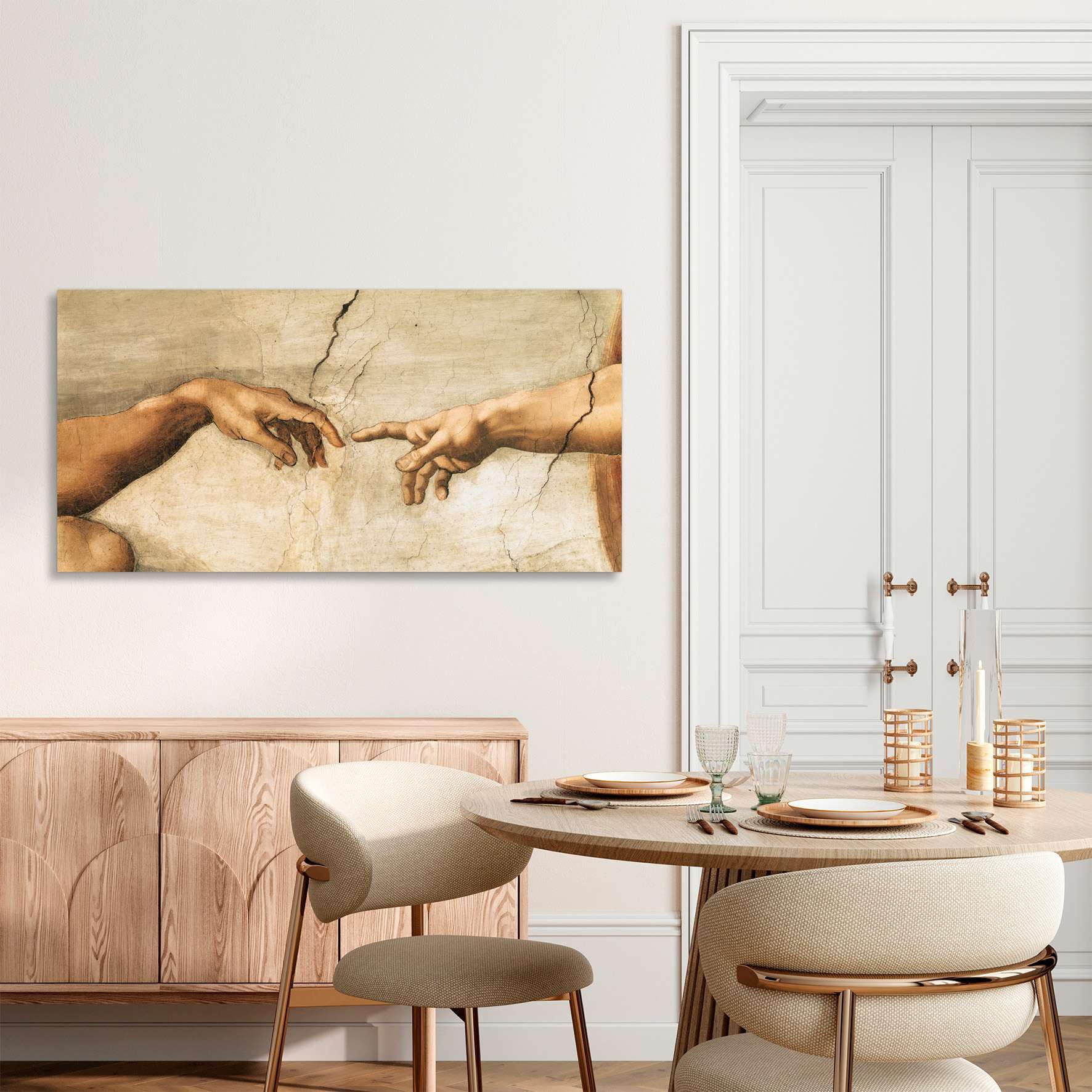 Generico Michelangelo Buonarroti – La creazione di Adamo (dettaglio) – quadro stampa su tela con telaio in legno - 120x60 cm