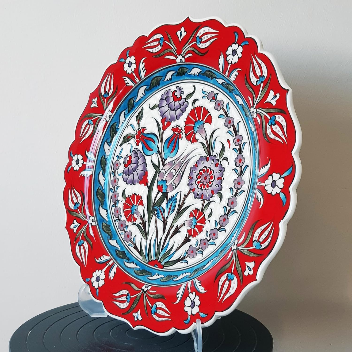 Handmade Ceramic Wall Plate, 30 cm (11.8 inches) Turkish Iznik Ceramic Plate 30 cm in Diameter